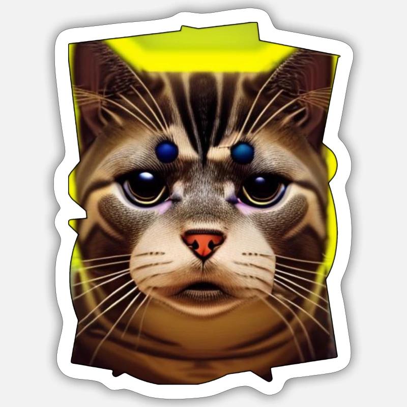 Visage de chat - Sticker taille S (10 x 10 cm) - blanc mat