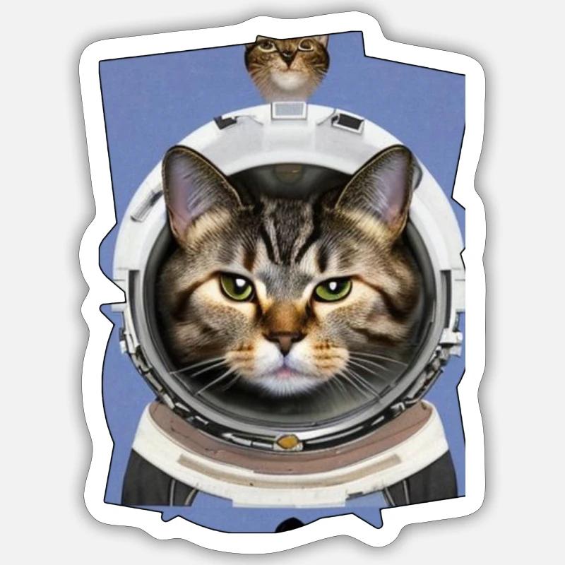 Space Cat 1 - Sticker size S (10 x 10 cm) - white matte