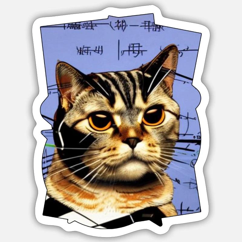 Yeux de chat - Sticker taille S (10 x 10 cm) - blanc mat