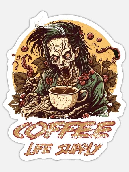Kaffee ist mein Lebenselixier - Sticker Größe S (10 x 10 cm) - Mattweiß