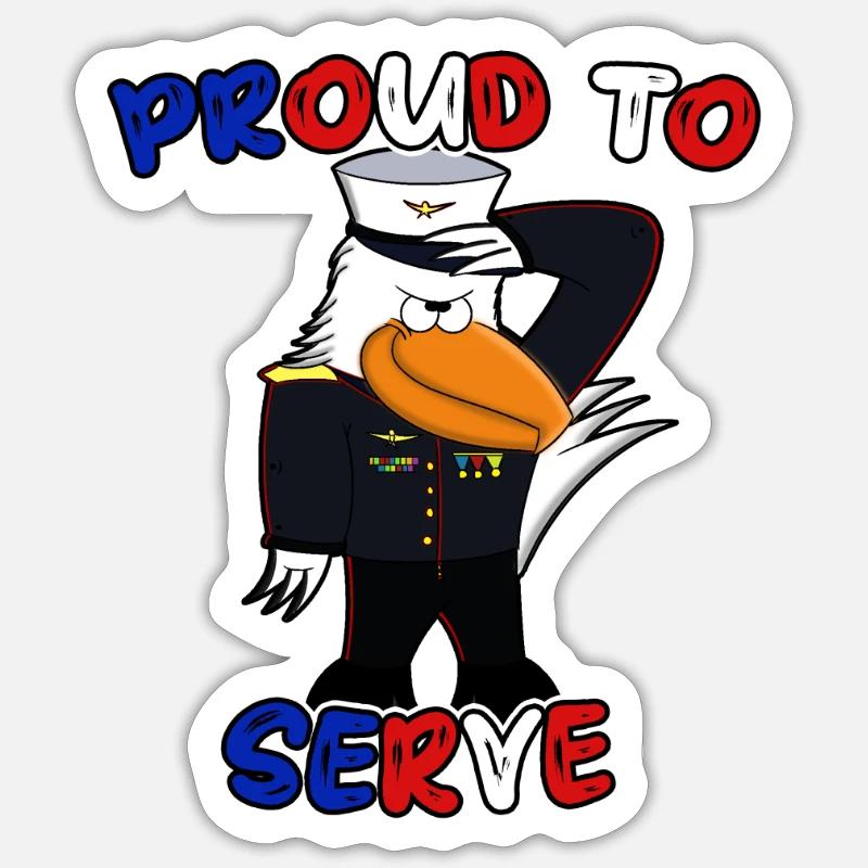Fier de servir Pelican - Sticker taille S (10 x 10 cm) - blanc mat