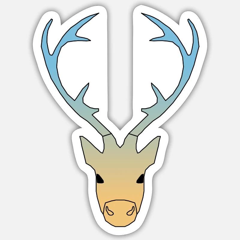 hirsch in farbe - Sticker Größe S (10 x 10 cm) - Mattweiß