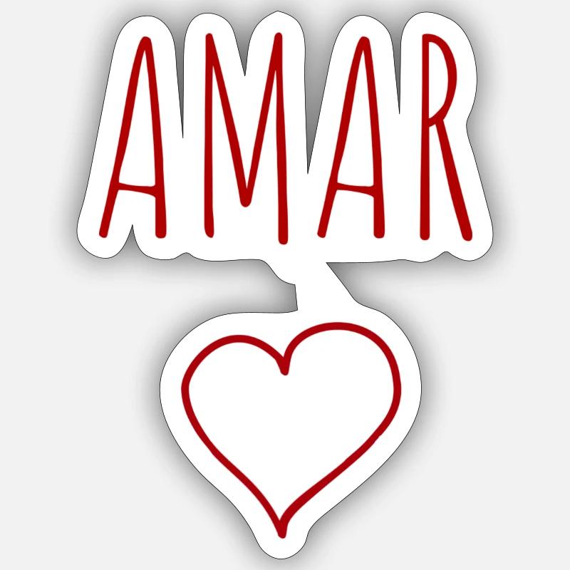 AMAR corazón - Sticker taille S (10 x 10 cm) - blanc mat