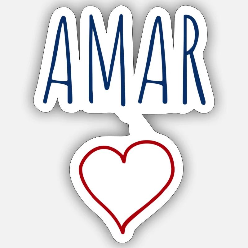 AMAR corazón - Sticker Größe S (10 x 10 cm) - Mattweiß