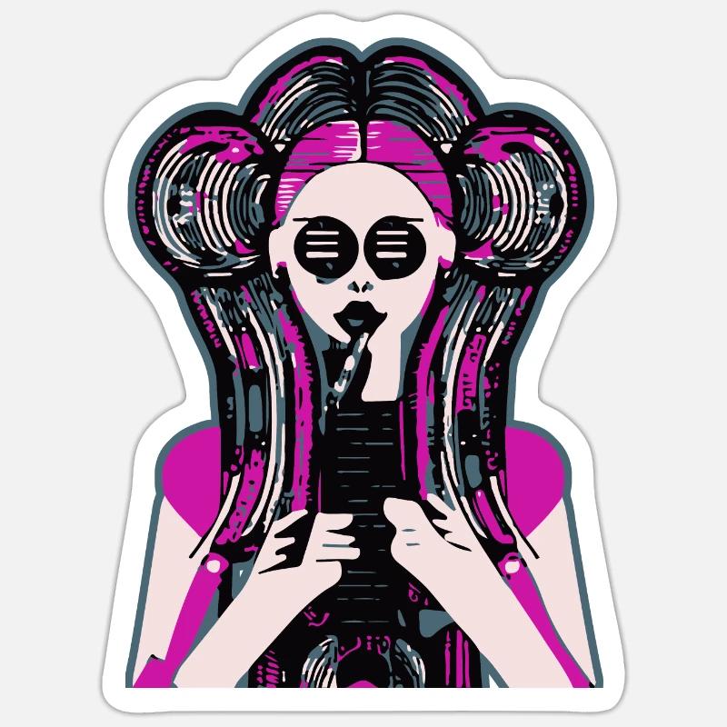 Musik Mädchen - Sticker Größe S (10 x 10 cm) - Mattweiß