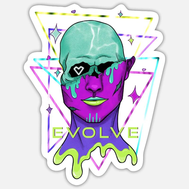 Evolve Galaxy Alien - Sticker taille S (10 x 10 cm) - blanc mat