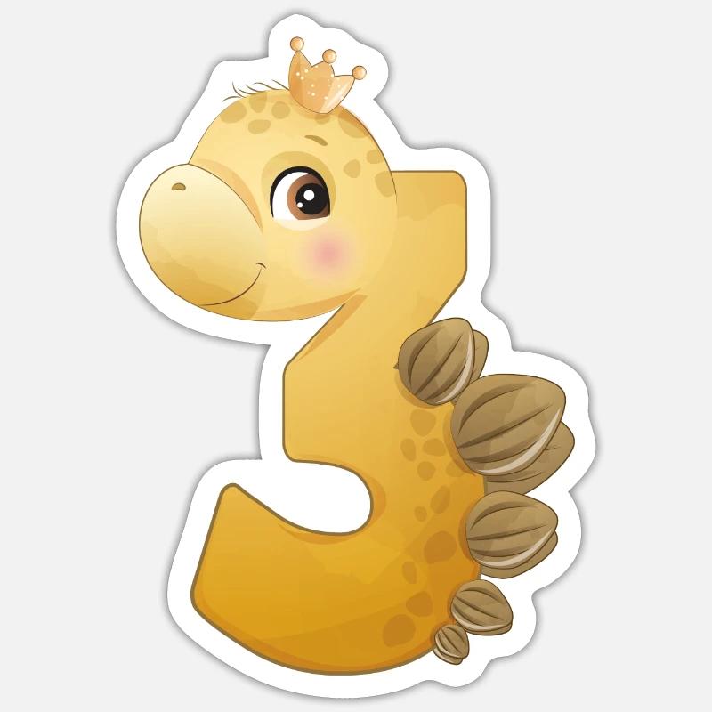 Dino 3 - Sticker Größe S (10 x 10 cm) - Mattweiß