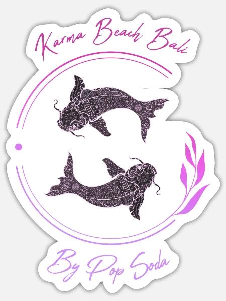 Karma Beach lila Fisch - Sticker Größe S (10 x 10 cm) - Mattweiß