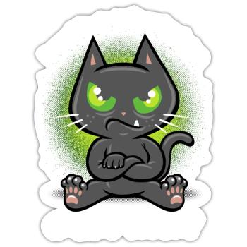 Chat têtu - Sticker taille S (10 x 10 cm) - blanc mat - Devant