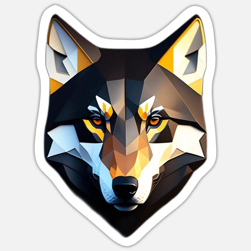 Low Poly Wolf Face Design Sticker size S (10 x 10 cm)