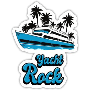 Yacht Rock Palmen Boot Design - Sticker Größe S (10 x 10 cm) - Mattweiß - Vorne
