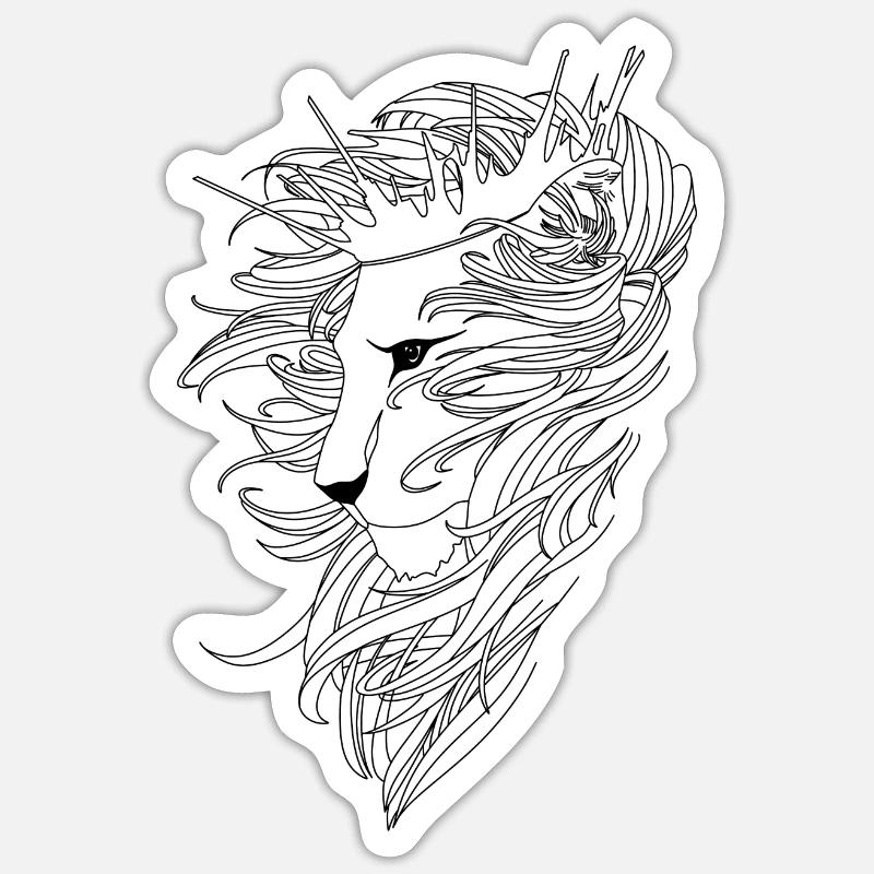 Lion - Sticker taille S (10 x 10 cm) - blanc mat