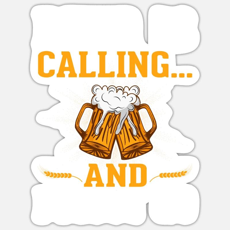 Beer is calling... - Sticker Größe S (10 x 10 cm) - Mattweiß