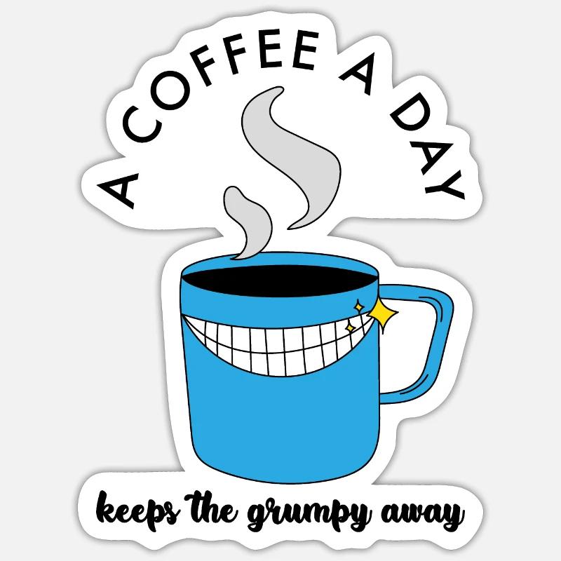 ACoffeeADay - Sticker taille S (10 x 10 cm) - blanc mat