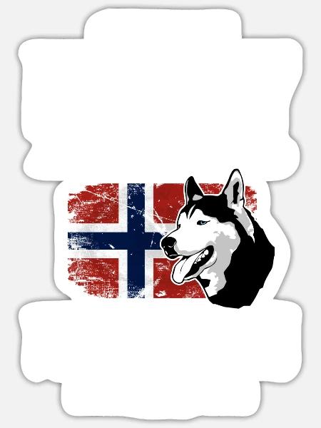 Norway Adventures - Norway Flag & Husky - Sticker Größe S (10 x 10 cm) - Mattweiß