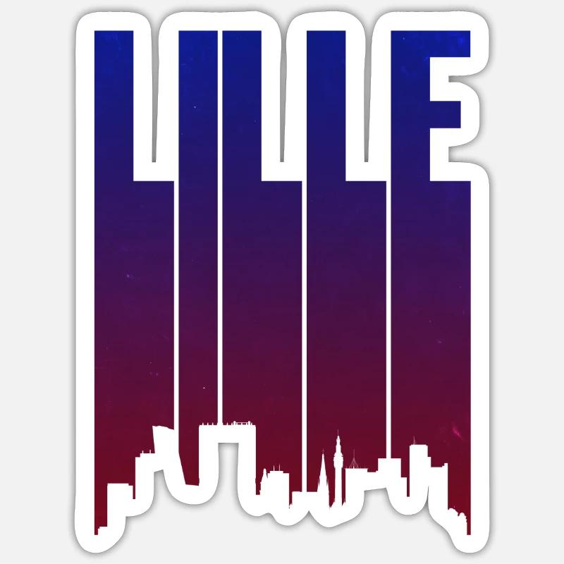 Lille Skyline Gradient - Sticker size S (10 x 10 cm) - white matte