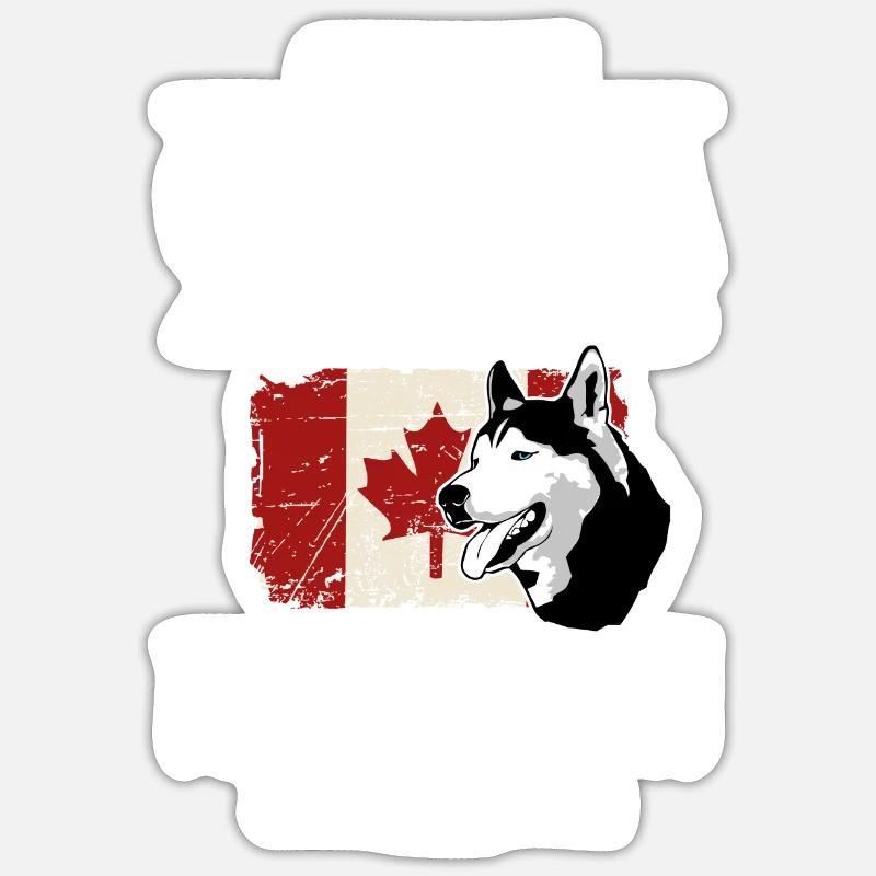 Maple Leaf - Huskys - Canada - Sticker Größe S (10 x 10 cm) - Mattweiß