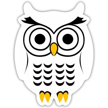 Eule Schwarz/Weiss - Sticker Größe S (10 x 10 cm) - Mattweiß - Vorne