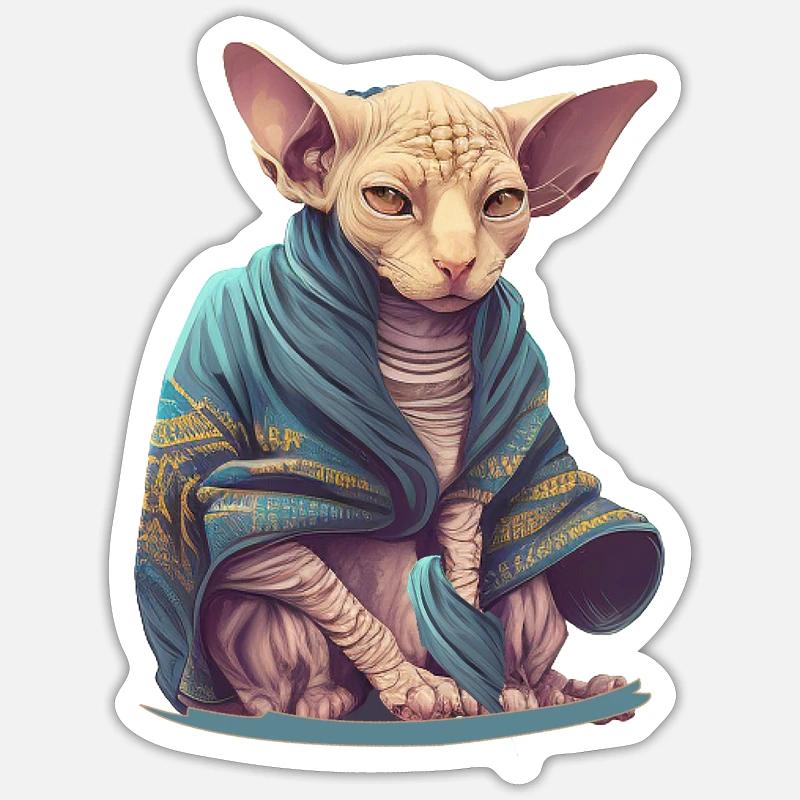 Sphinx Katze mit Umhang Sticker Größe S (10 x 10 cm)