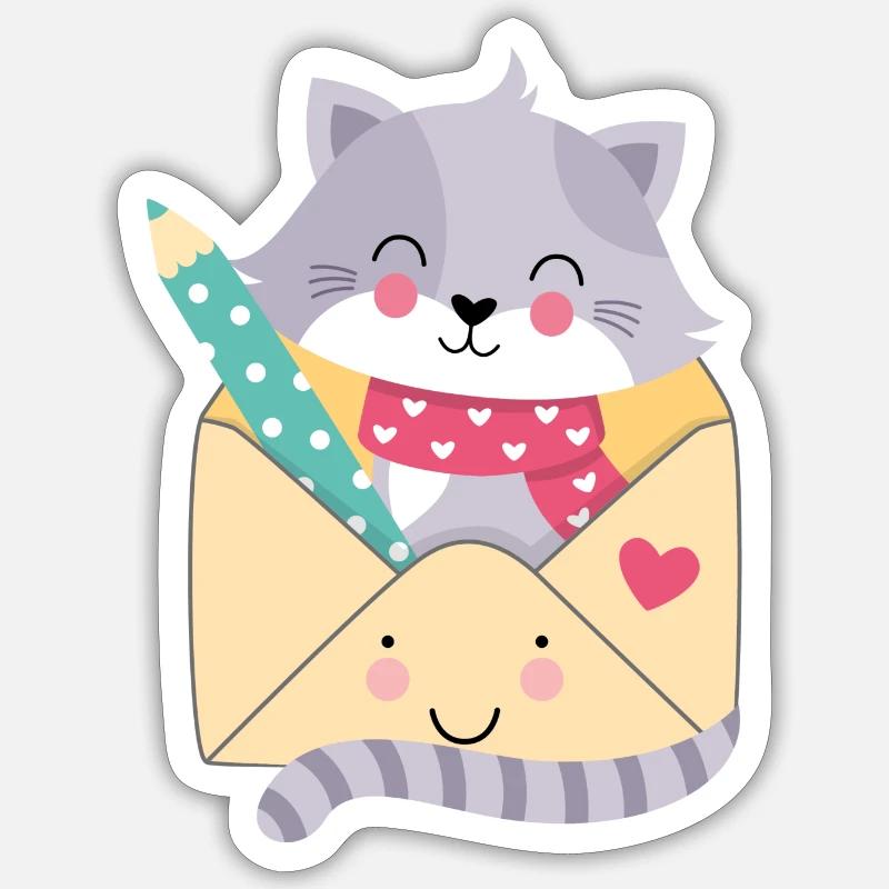 Cat Post - Sticker size S (10 x 10 cm) - white matte