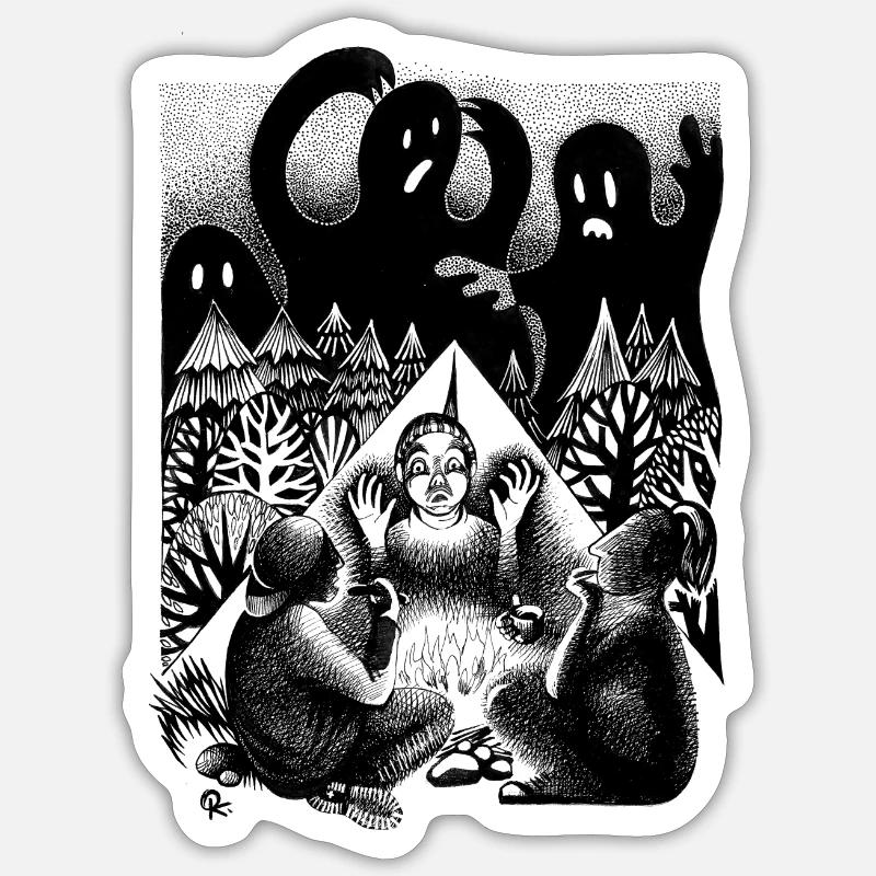 Camping mit Monstern Sticker Größe S (10 x 10 cm)