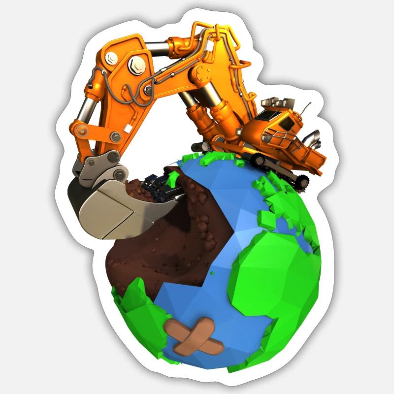 destroying earth - Sticker size S (10 x 10 cm) - white matte