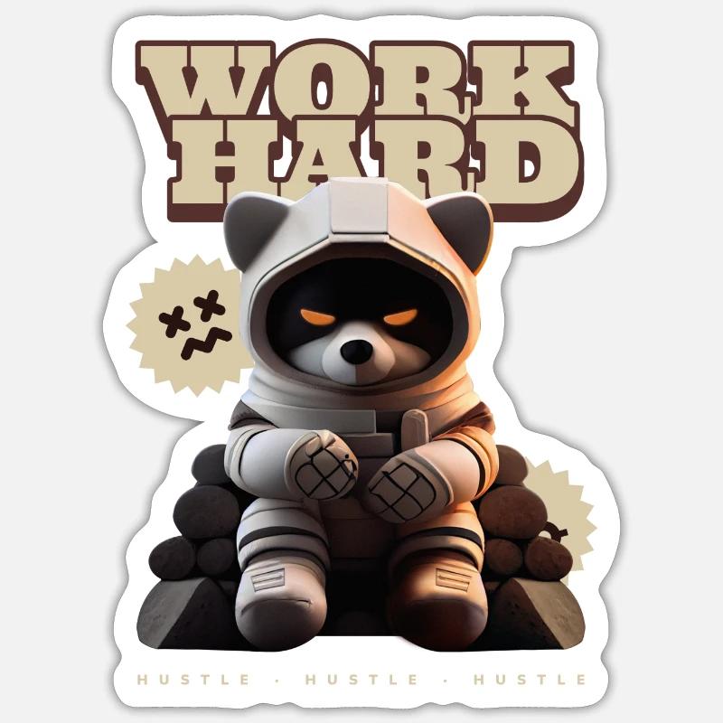 Work hard - hustle - Sticker Größe S (10 x 10 cm) - Mattweiß