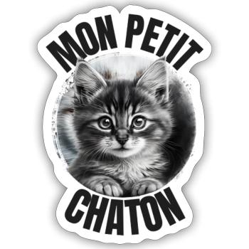 Mon petit Chaton ! - Sticker taille S (10 x 10 cm) - blanc mat - Devant