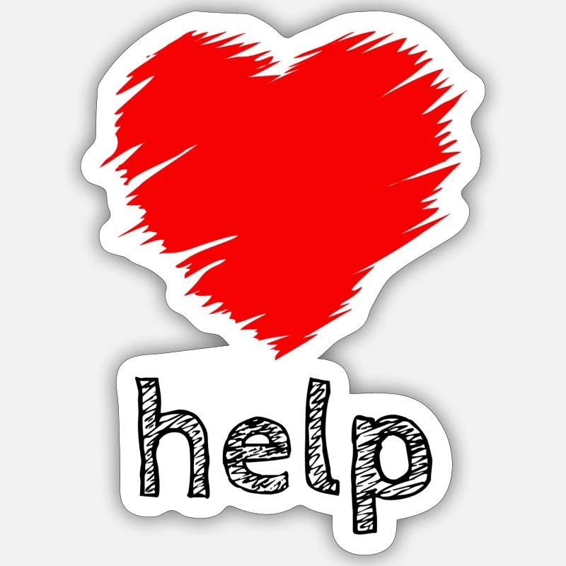 Helping Heart, Helfendes Herz - Sticker Größe S (10 x 10 cm) - Mattweiß