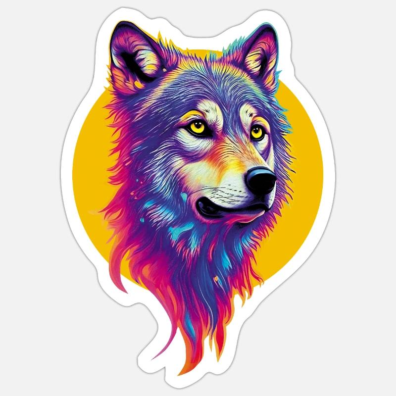 Wolfskopf - Sticker Größe S (10 x 10 cm) - Mattweiß