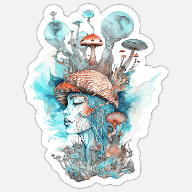 Trippy Schamane - Sticker Größe S (10 x 10 cm) - Mattweiß