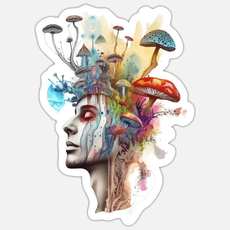 Trippy Schamane - Sticker Größe S (10 x 10 cm) - Mattweiß