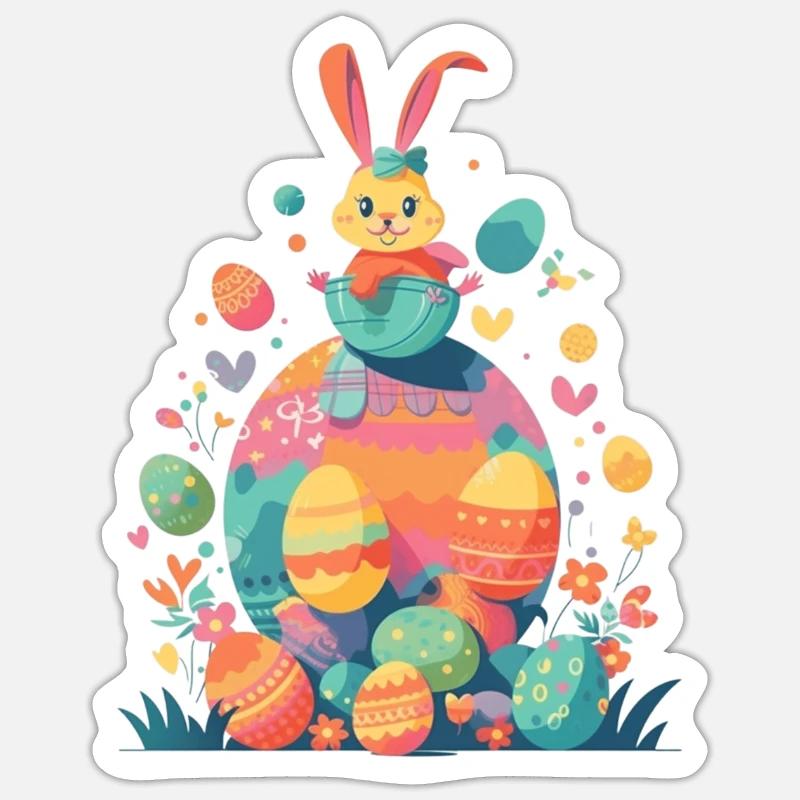 Easter Bunny - Sticker size S (10 x 10 cm) - white matte
