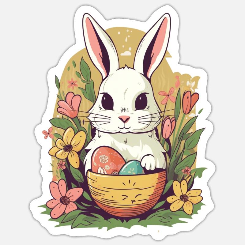 Easter Bunny - Sticker size S (10 x 10 cm) - white matte
