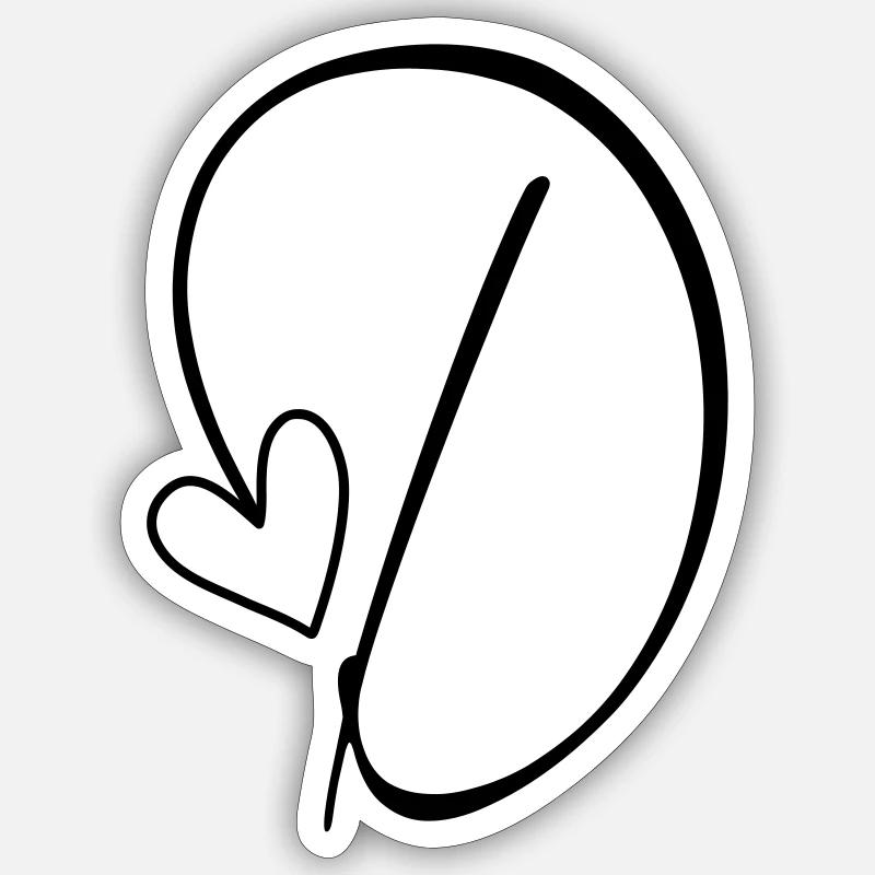 Lettre D Lettre D Calligraphie - Sticker taille S (10 x 10 cm) - blanc mat