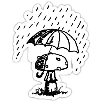 Pilze im Regen - Sticker Größe S (10 x 10 cm) - Mattweiß - Vorne