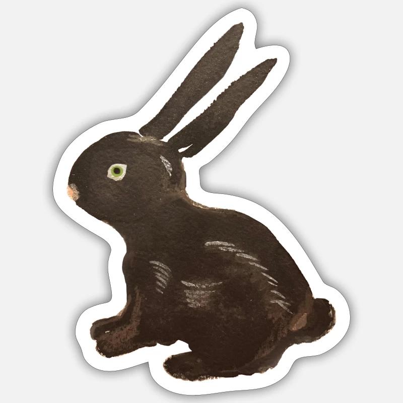 Lapin noir - Sticker taille S (10 x 10 cm) - blanc mat