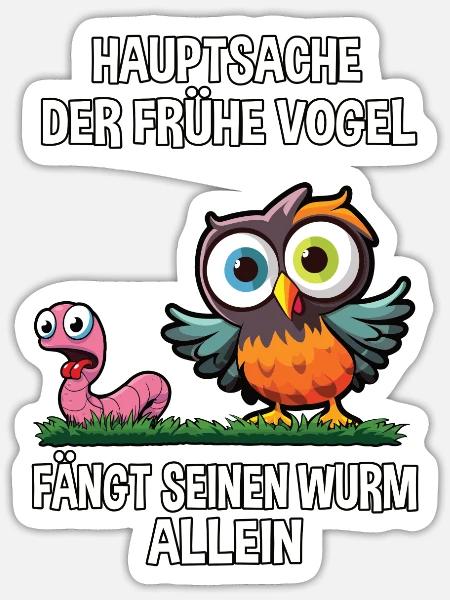 Langschläfer Morgenmuffel Eule Schlaf Tier lustig - Sticker Größe S (10 x 10 cm) - Mattweiß