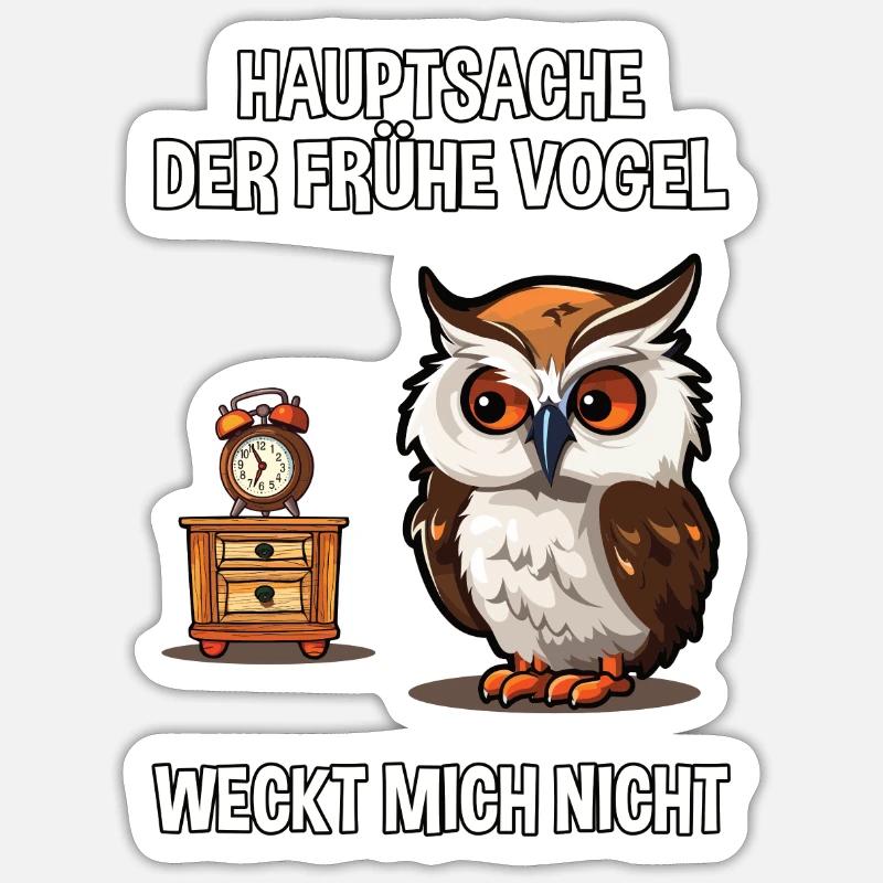 Langschläfer Morgenmuffel Eule Schlaf Spruch Witz Sticker Größe S (10 x 10 cm)