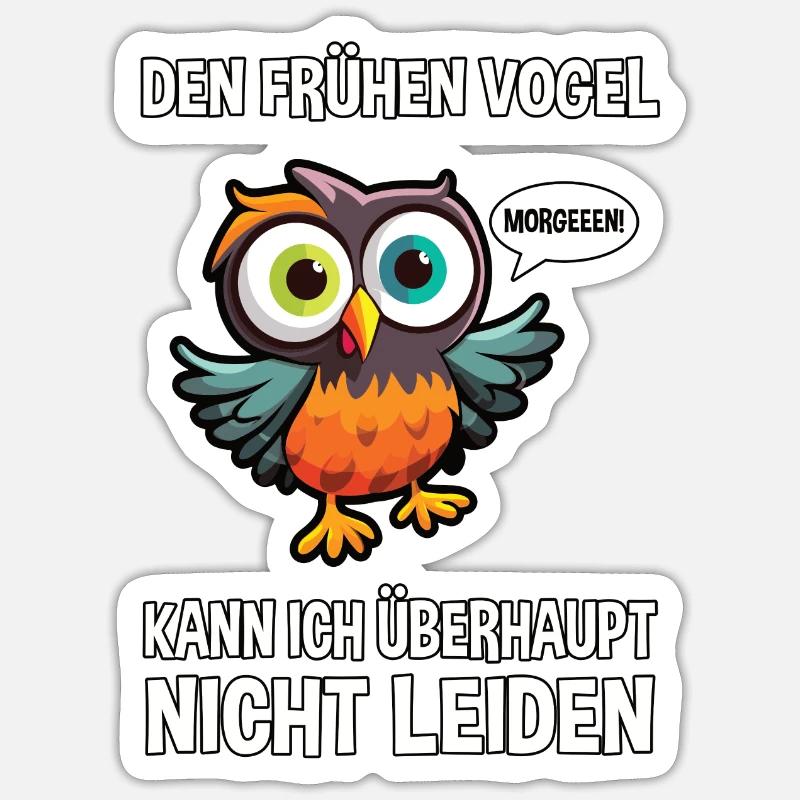 Langschläfer Morgenmuffel Eule Schlaf Spruch Witz Sticker Größe S (10 x 10 cm)