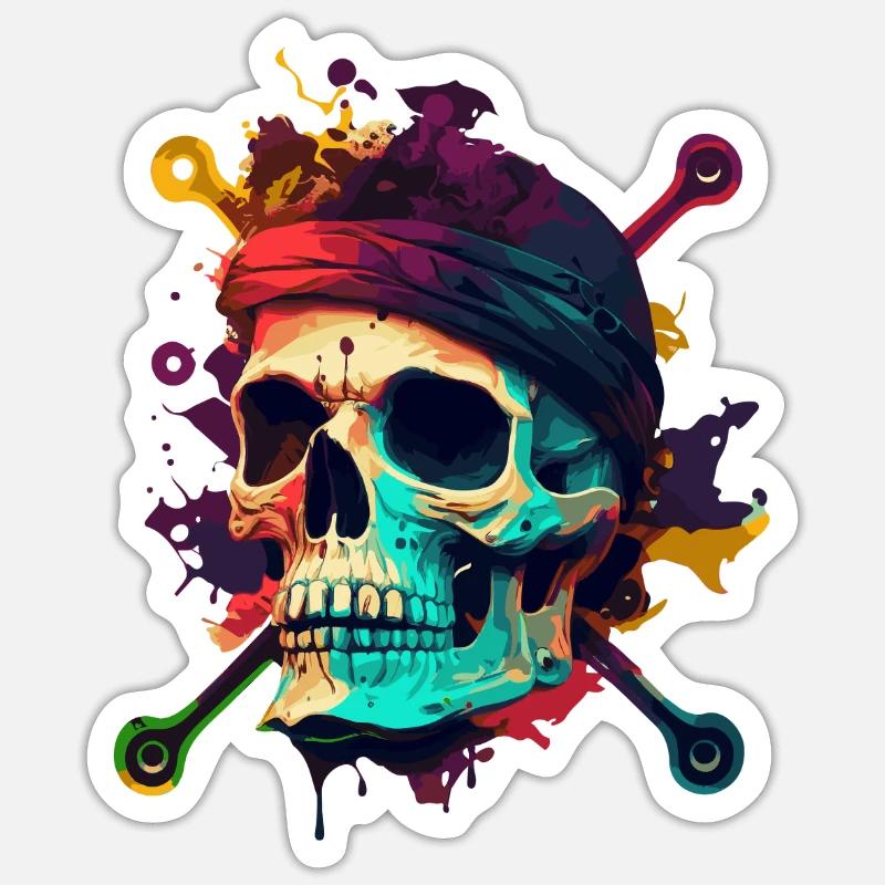 Skull and bones pirate - Sticker size S (10 x 10 cm) - white matte
