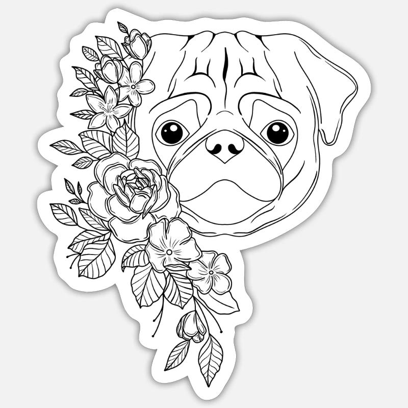 Mops Sticker Größe S (10 x 10 cm)