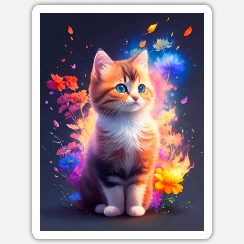 Süßes Kätzchen - Sticker Größe S (10 x 10 cm) - Mattweiß