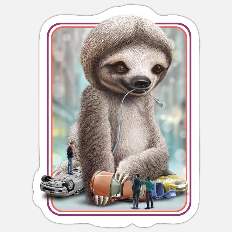 sloth ATTACK Sticker size S (10 x 10 cm)