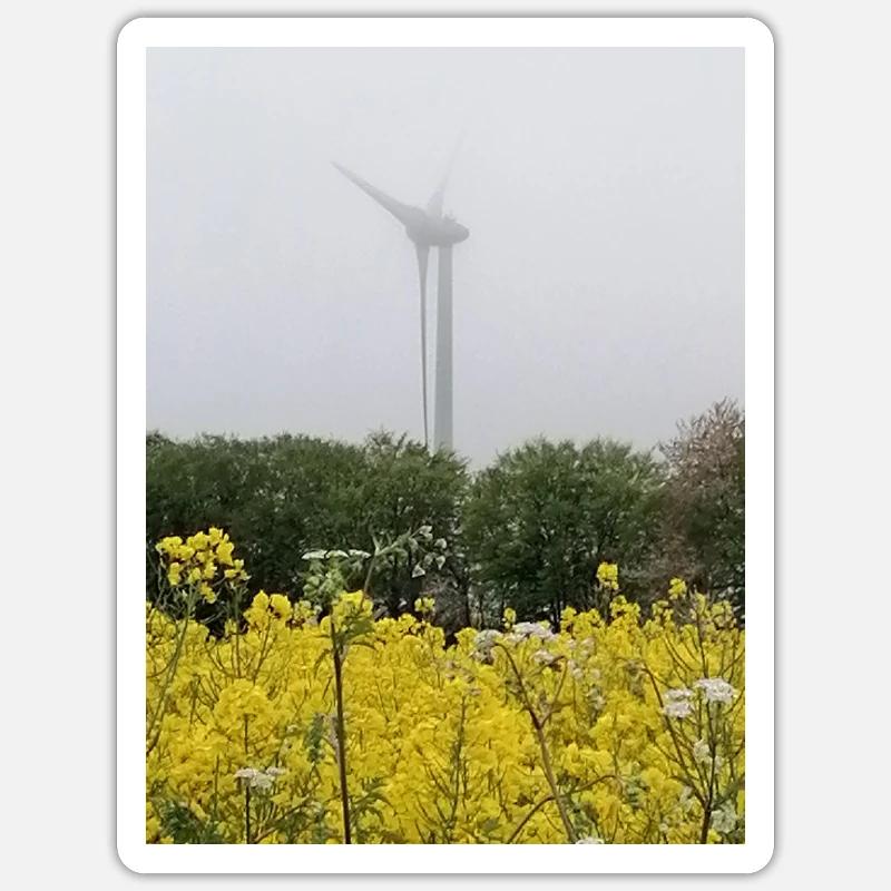 Eolienne dans champ de colza Sticker taille S (10 x 10 cm)