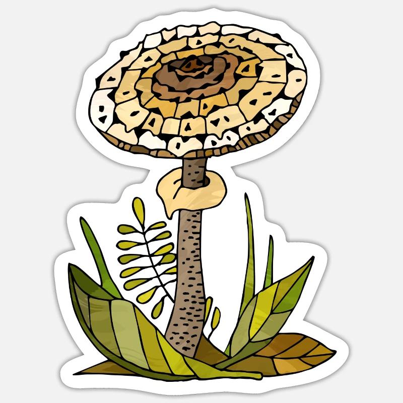 Champignon - Sticker taille S (10 x 10 cm) - blanc mat