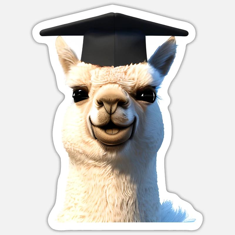 Bachelor Alpaka Schulabschluss Studium Absolvent Sticker Größe S (10 x 10 cm)