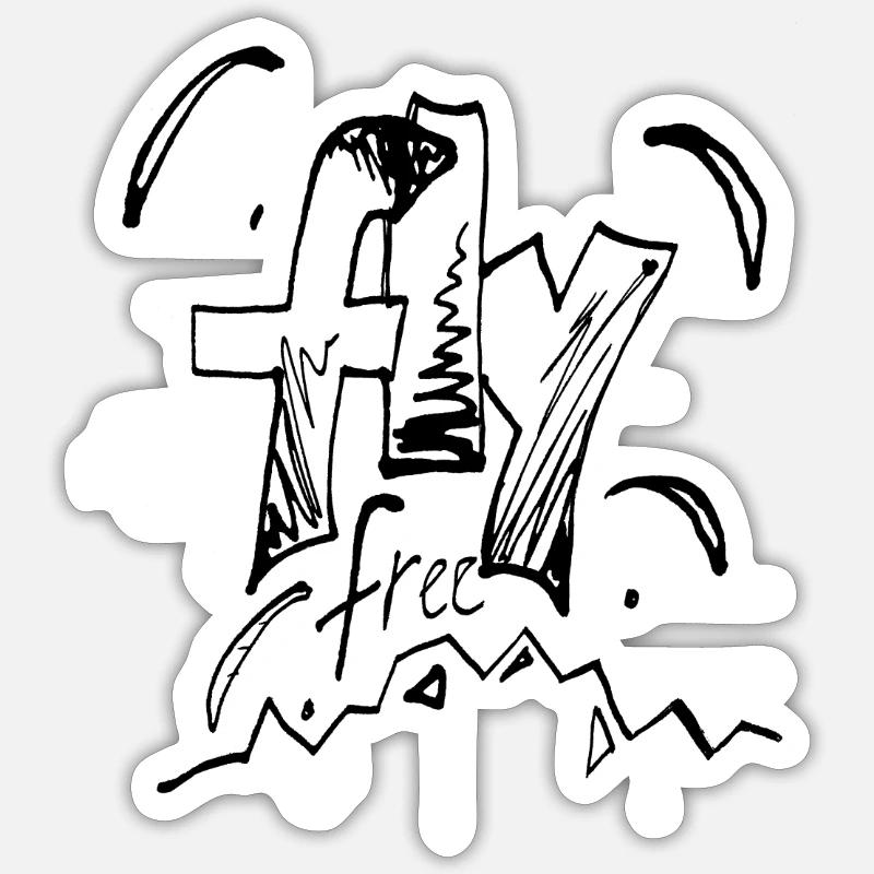 fly free - Sticker size S (10 x 10 cm) - white matte
