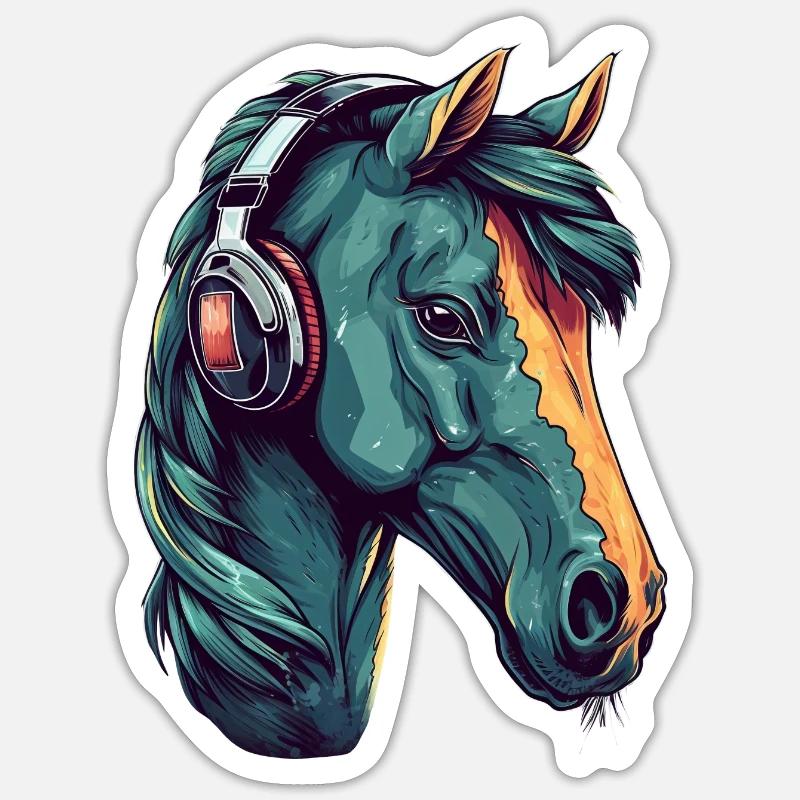 Idée passion chevaux cavalière aquarelle splash - Sticker taille S (10 x 10 cm) - blanc mat