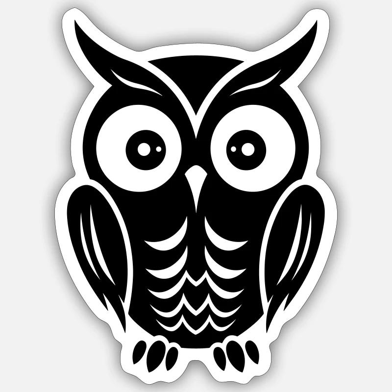 Eule - Sticker Größe S (10 x 10 cm) - Mattweiß